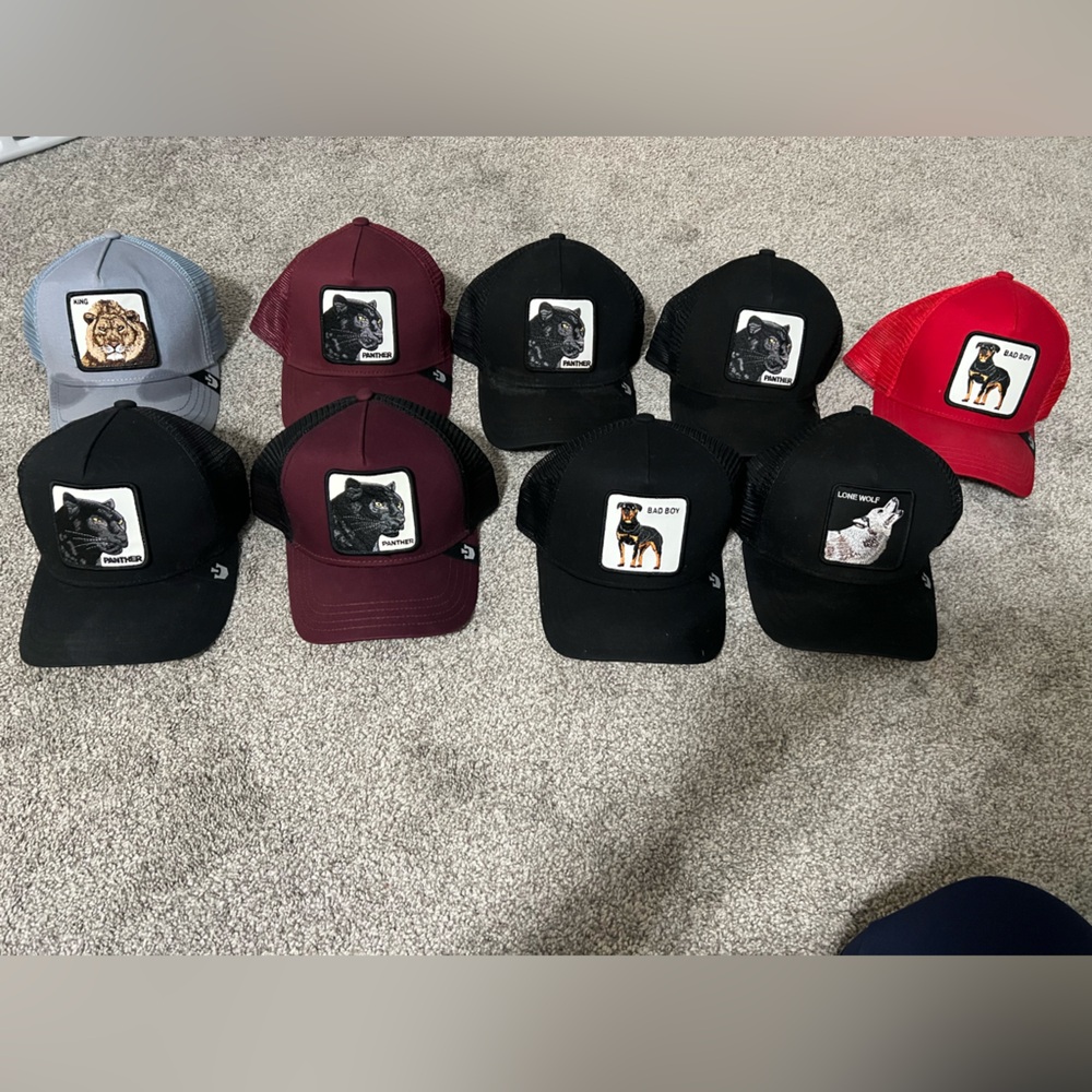 Goorin Bros Trucker Hat Lot - Black, Burgundy, Gray, Red. ALL for 30.00